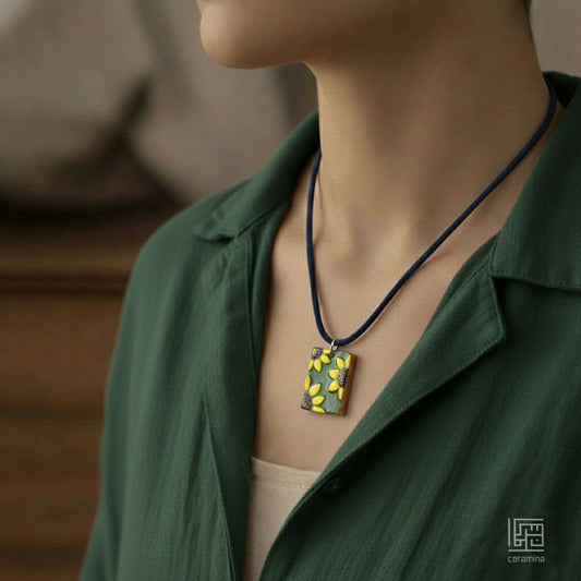 Sunflower Ceramic Pendant