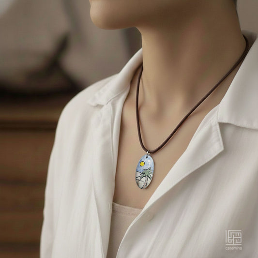 Oval Ceramic Pendant
