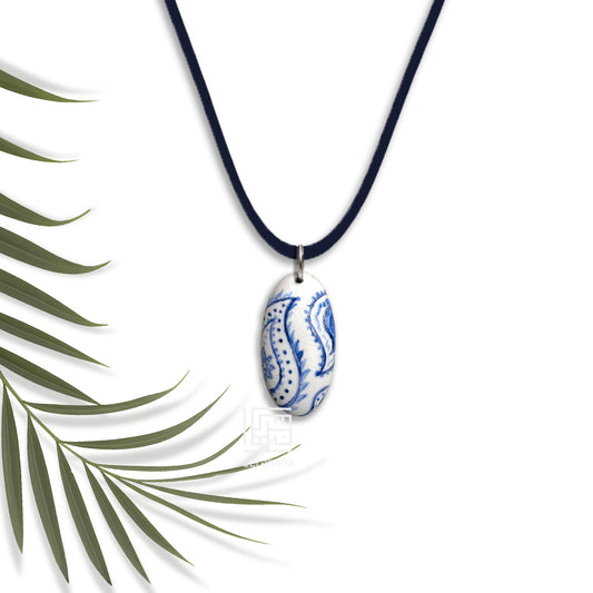 White–Blue Ceramic Pendant