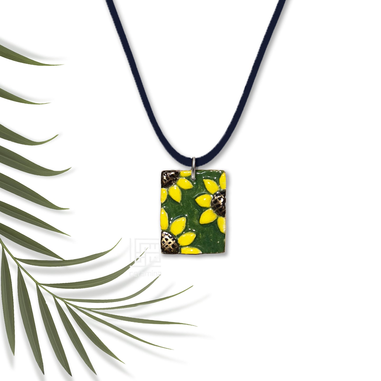 Sunflower Ceramic Pendant